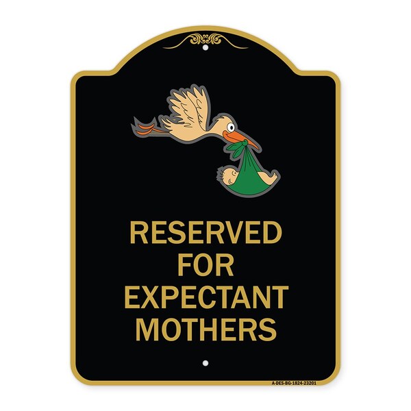 Reserved for Expectant Mothers W/ Stork & Baby Graphic Heavy-Gauge Alum, 24" L, 18" H, BG-1824-23201